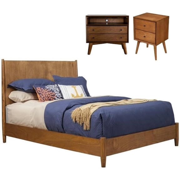 Home Square 3 Piece Set with Large Nightstand Queen Bed & 2-Drawer Nightstand