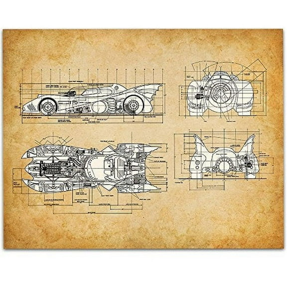 1989 Batmobile Art Print - 11x14 Unframed Patent Print - Great Man Cave Decor or Gift for Comics and Batman Fans