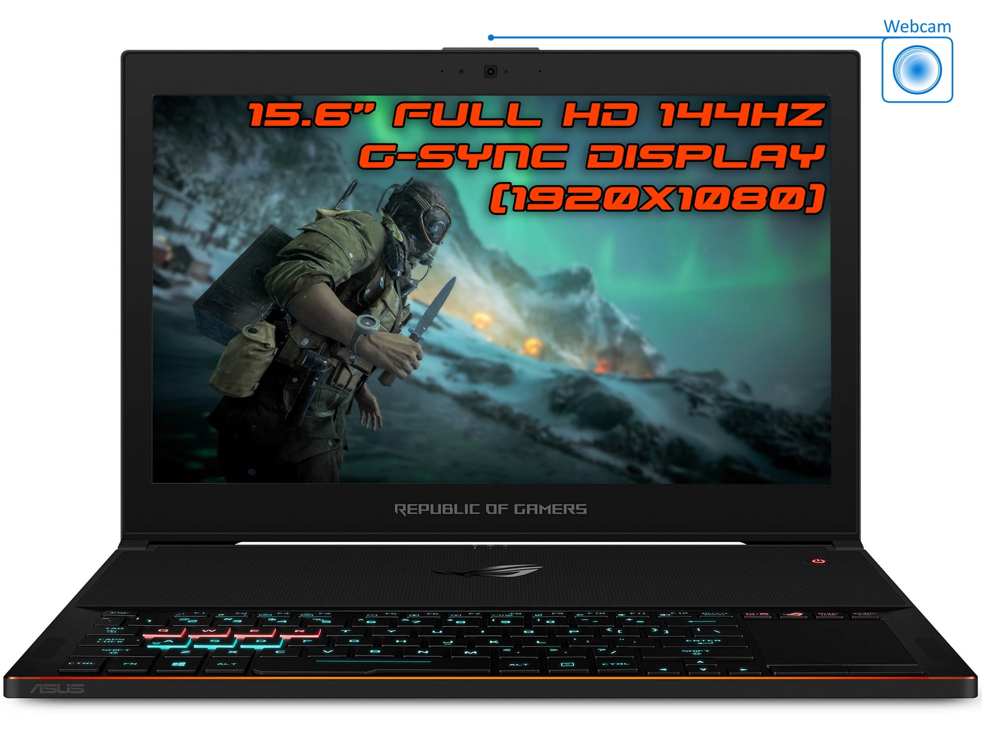 ASUS ROG Zephyrus Gaming Notebook, 15.6" IPS 144Hz FHD Display, Intel 6-Core i7-8750H Upto 4.1GHz, NVIDIA GTX 1080 8GB, 8GB RAM, 256GB NVMe SSD, Backlit Keyboard, Wi-Fi, Bluetooth, Windows 10 Pro