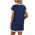 thumbnail image 6 of Wiholl Two Piece Sets for Women Summer Lounge Short Sets Cap Sleeve Crew Neck Sweatsuit with Pocket, 6 of 9