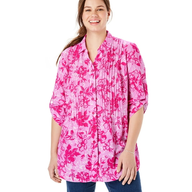 Woman Within Woman Within Women's Plus Size Pintucked Button Down