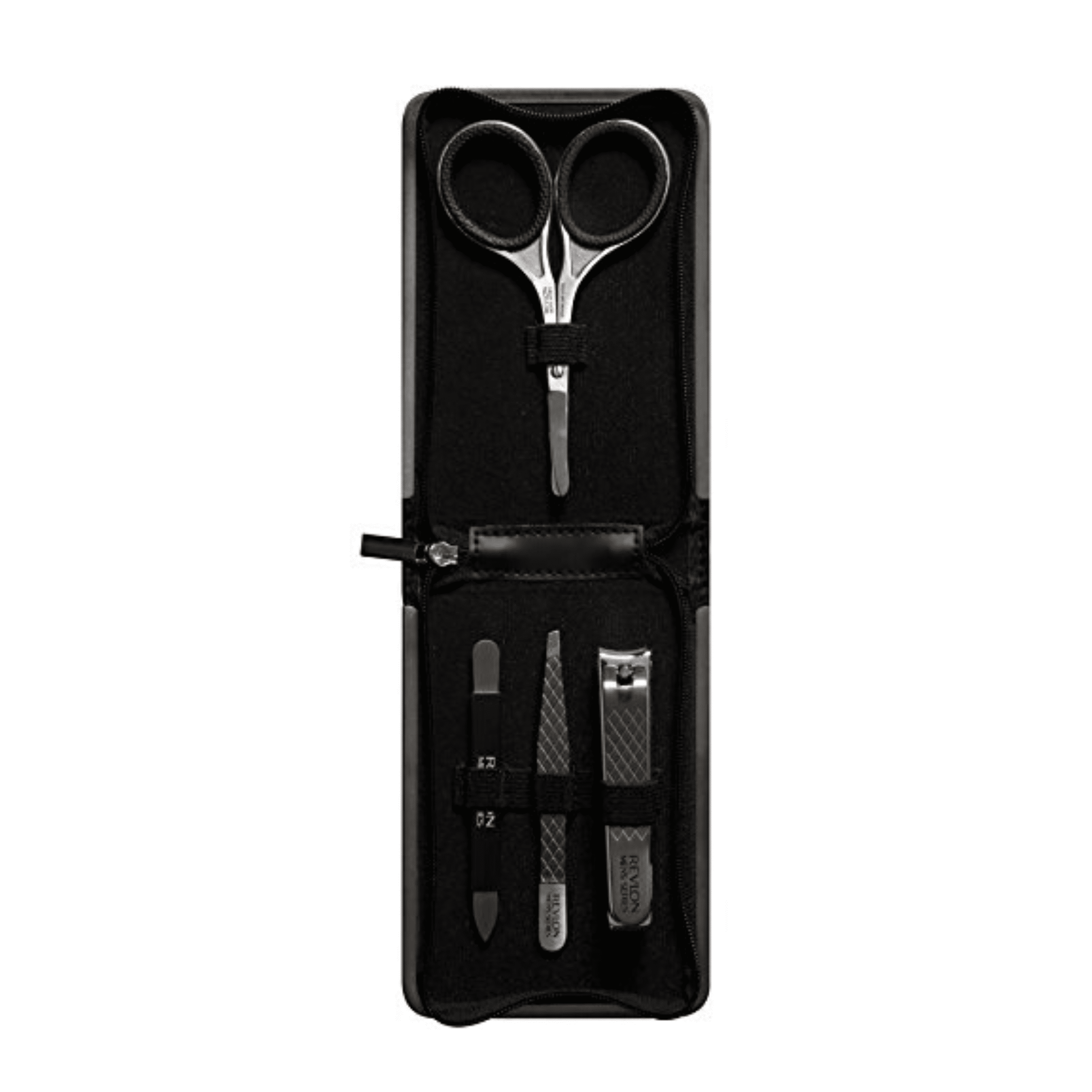 Revlon Men's Series Grooming Kit, 4 Piece Set, includes Safety Scissors, 2 in 1 Nail Clipper, Slanted Tweezer, and Nail File