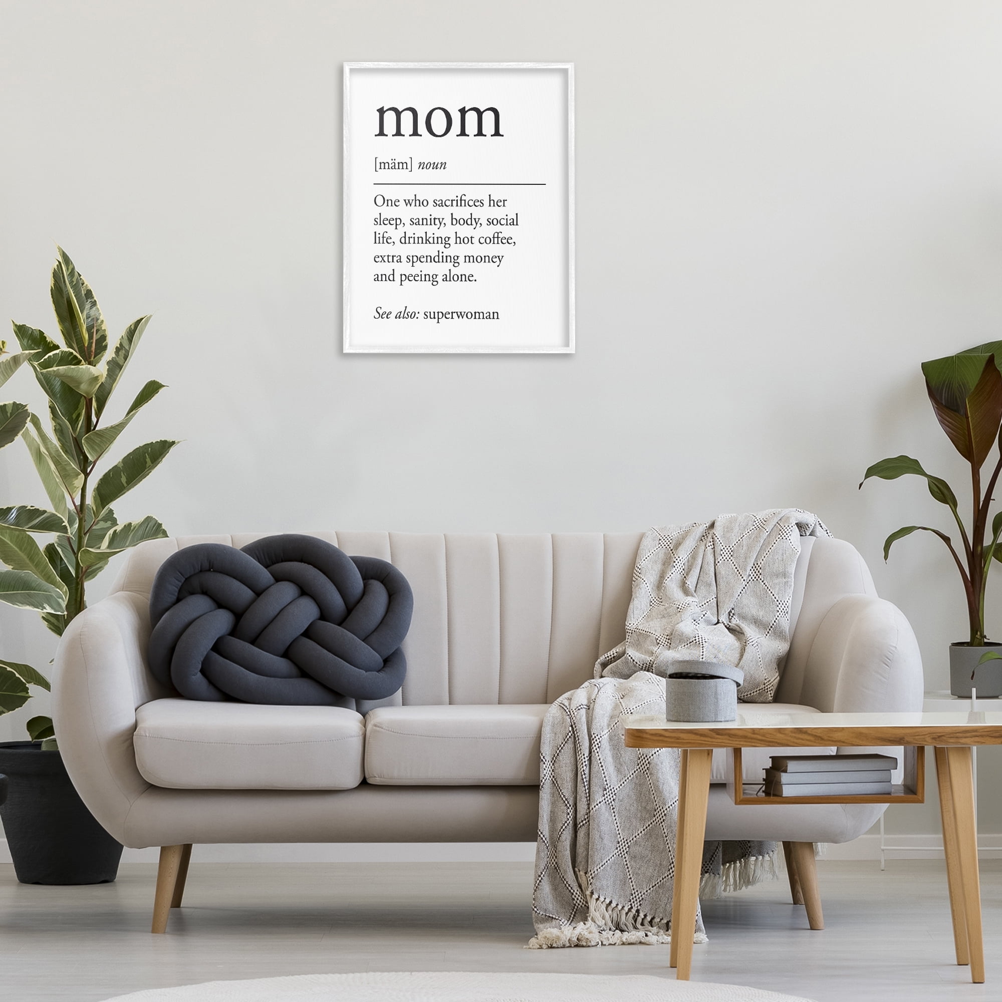 Stupell Industries Mom Definition Sentiment Typography Painting White Framed Art Print Wall Art, 24 x 30