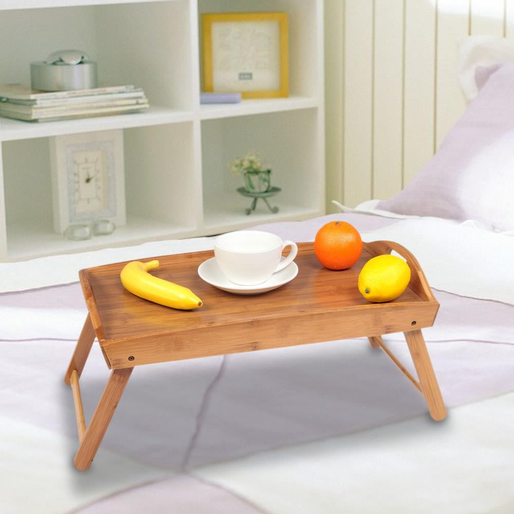 Ktaxon Bamboo Bed Tray Table Lap Tray Table for Breakfast in Bed