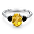 thumbnail image 3 of Gem Stone King 925 Sterling Silver Yellow Citrine and Black Diamond Engagement Ring for Women | 2.04 Cttw | Oval 9X7MM | Gemstone November Birthstone | Size 8, 3 of 6