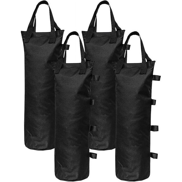 4 piezas de bolsa de peso de arena para patas de toldo emergente, carpa, sombrilla, bolsa con peso para pies (negro, 15 x 50 cm)