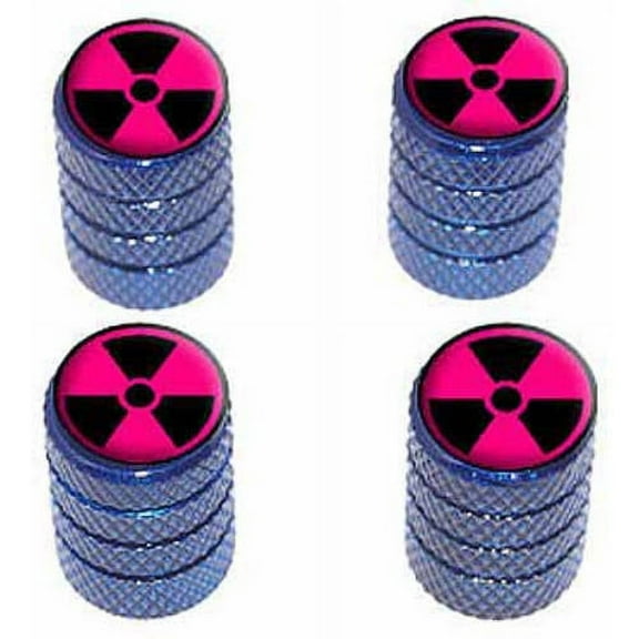 Radioactive on Pink Tire Rim Wheel Aluminum Valve Stem Caps, Multiple Colors