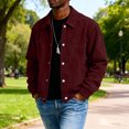 thumbnail image 5 of Men's Minimalist Solid-Colored Casual Long-Sleeve Button Jacket, Red, XXL, 5 of 6