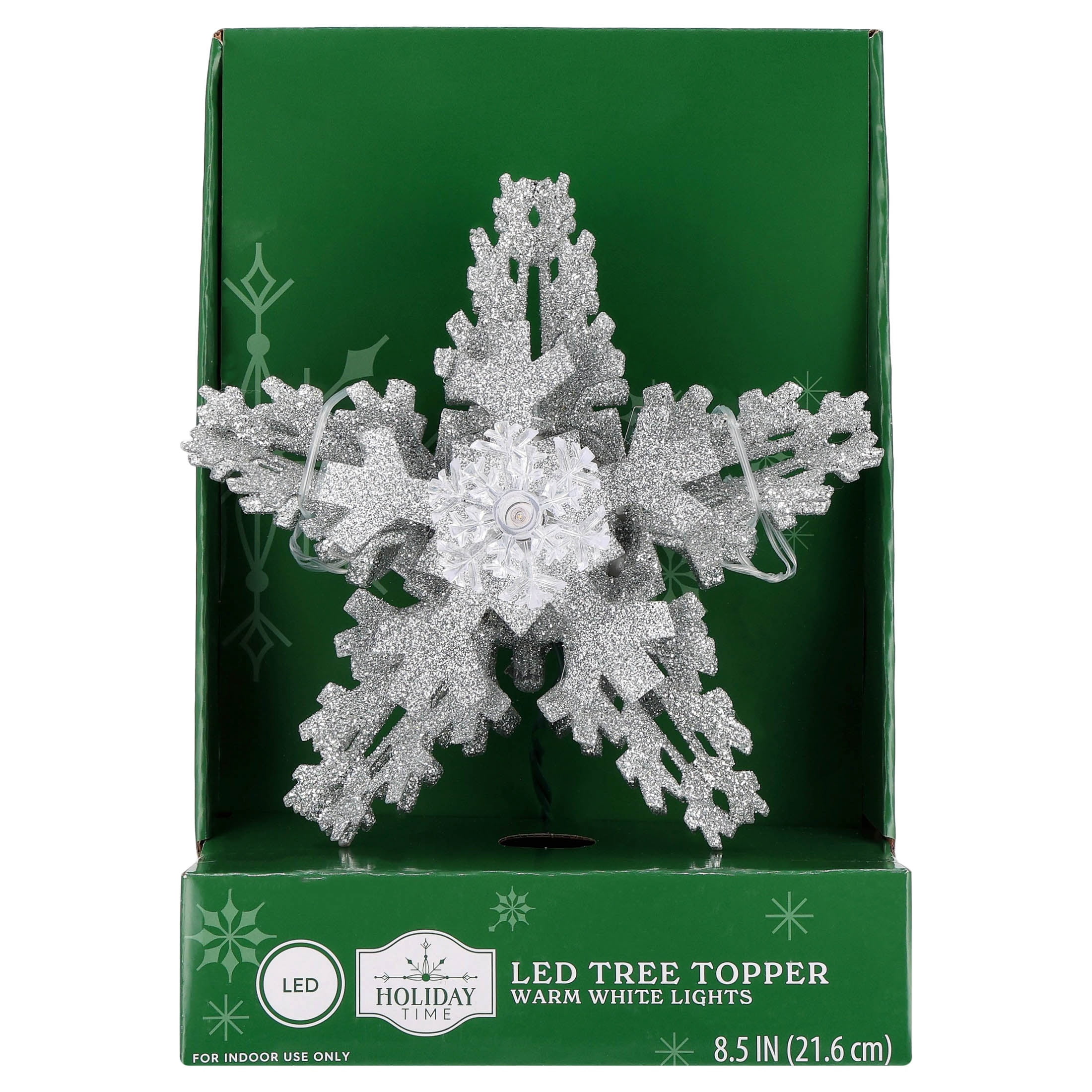 LED Snowflake Christmas Tree Topper, Silver, 8.5", by Holiday Time
