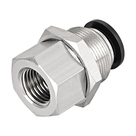 10mm Tube to 1/4 BSPT Push Lock Fittings, Bulkhead Union Brass Nickel Plating Air Fitting