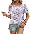 thumbnail image 5 of Économies en Liquidation! BEFOKA Hauts Grande Taille pour Femmes en Liquidation, Blouse Décontractée d'Été T-shirt pour Femmes, Manches Courtes à Col Rond pour Printemps et Été, 5 of 5