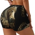 thumbnail image 2 of Kdxio Palatial Gold Pattern Horse Print Workout Shorts for Women Seamless Soft Smooth Gym Yoga Scrunch Active Shorts, 2 of 5