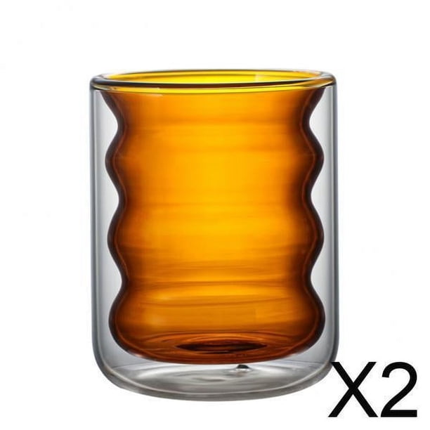 Taza de café,Taza de café de vidrio de borosilicato de doble pared,Taza de vidrio de doble pared resistente al calor,Taza de vidrio de 200 ml Taza de té y café Boca redonda,Taza de vidrio