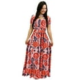 thumbnail image 1 of Pompotops Robe Longue à Manches Courtes pour Femmes, Mode Confortable, Aguichant, Imprimé Ajouré, 1 of 5