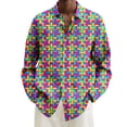 thumbnail image 2 of Mens Shirts Long Sleeve Casual Plus Size Loose Full Carnival Digital Print Button Down Lapel Blouses Loose Fall Tops Dress Shirts for Men Multicolour XXXL, 2 of 4