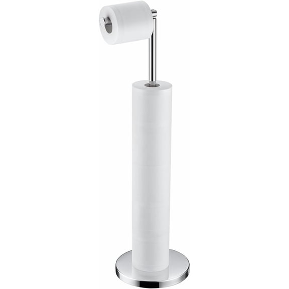 Bathroom Stand with Reserve, SUS304 Stainless Steel Rustproof Pedestal Tissue Roll Holder Heavy Duty, Polished Chrome