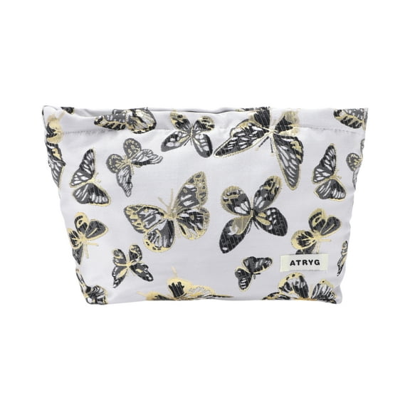 Unique Bargains 1 Pc Butterfly Print Drawstring Makeup Bag for Vacation Business Travel Polyester black