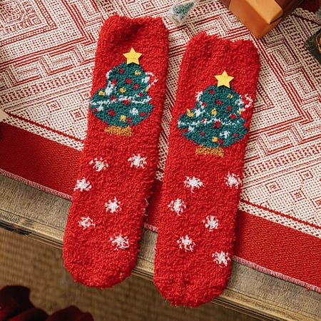 

qazqa casual winter coral santa christmas deer head socks