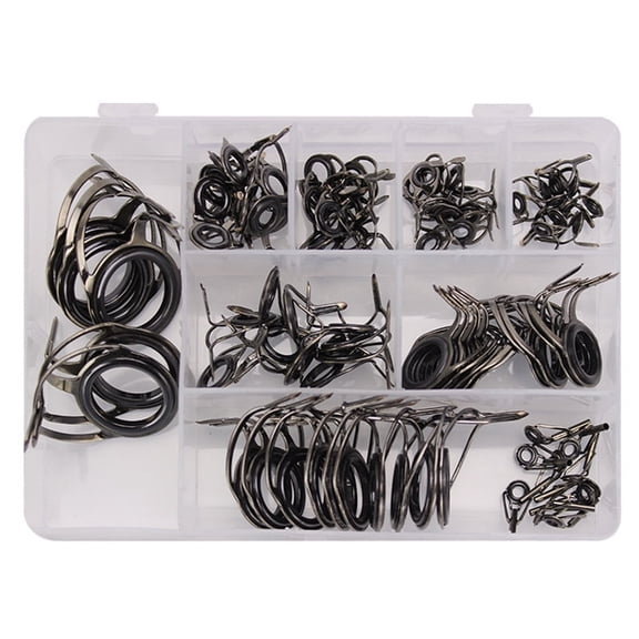 40/45Pcs Fishing Rod Guide Rings Guides Tip Set Repair Kit with Fish Box