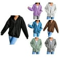 thumbnail image 1 of Veste à Capuche pour Femmes, Couleur Unie, Polyester Respirant, Fermeture Éclair, Manches Longues, Sweat à Capuche pour la Maison, 1 of 6