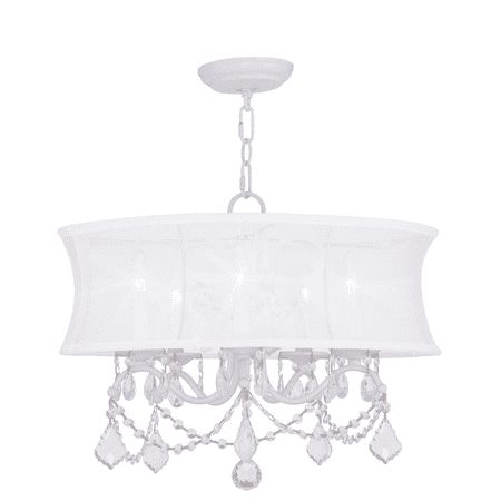 

White Tone Finish Chandeliers Candelabra Base Bulb Type 19 Long 5 Light Fixture