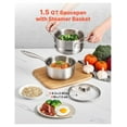 thumbnail image 2 of 1.5 QT Stainless Steel Saucepan with Lid & Steamer Insert - Nonstick, Multipurpose Kitchen Pot for Induction, Gas & Oven - Coating-Free Cooking, 2 of 9