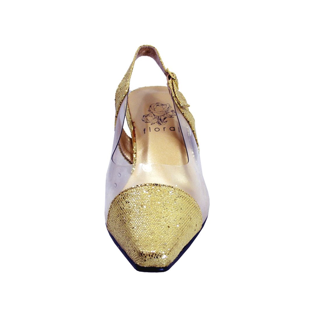 FLORAL Zora Women Wide Width Evening Dress Slingback Shoes GOLD 5