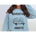thumbnail image 3 of Adventure Awaits Sweatshirt, Cozy Camper Sweatshirt, Adventure Lover Gift, Travel Inspired Apparel, Camping Enthusiast Sweater (ForestGreen, 4XL), 3 of 11