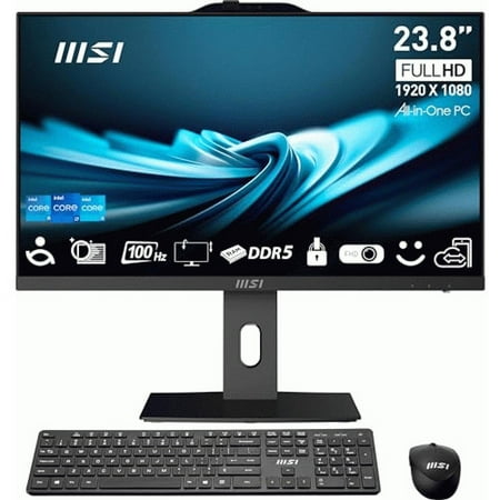 MSI PRO AP242P 14M-644US All-in-One Computer - Intel Core i5 - 8 GB - 1 TB SSD - 23.8" - Desktop - Black - Intel Chip - Windows 11 Home