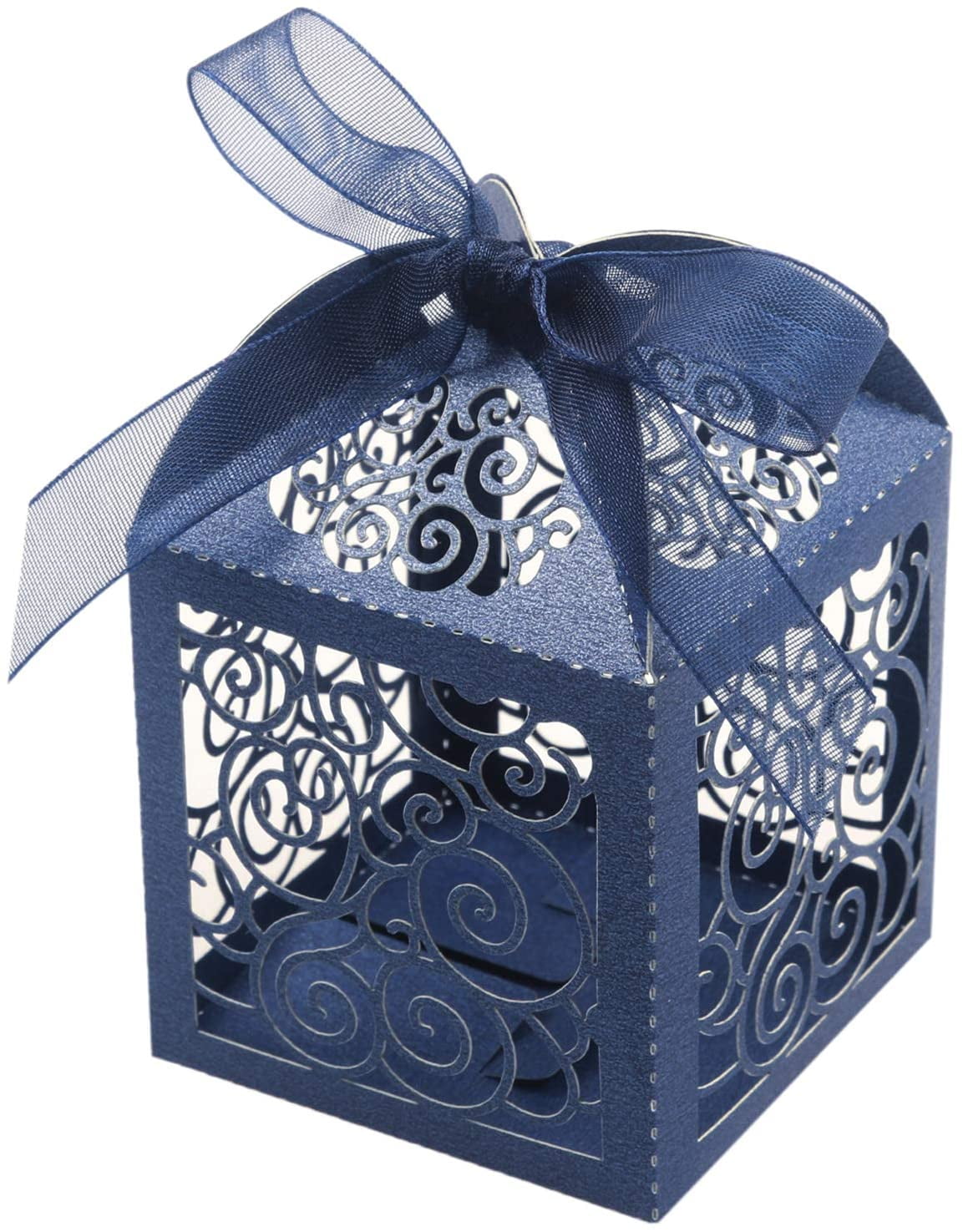 100Pcs Lace Kraft Paper Pillow favor Box Wedding Party Favour Gift Candy Boxes 