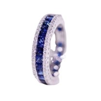 HeartsAndYou 2ct Natural Blue Sapphire Eternity Wedding Band 100% 14k SOLID White Gold