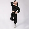 thumbnail image 2 of Mercatoo Girls Black Sequin Jacke1 Pants Set Sparkl1 Glitter Hi1 Ho1 Dance Outfits for Girl Cropped Toddler 2 Piece Outfit, 2 of 9