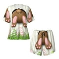 thumbnail image 4 of Picia Brown Bunny Pajamas Sets for Women Soft Short-Sleeved Pjs with Lounge Shorts Two Piece Sleepwear-XX-Large, 4 of 9