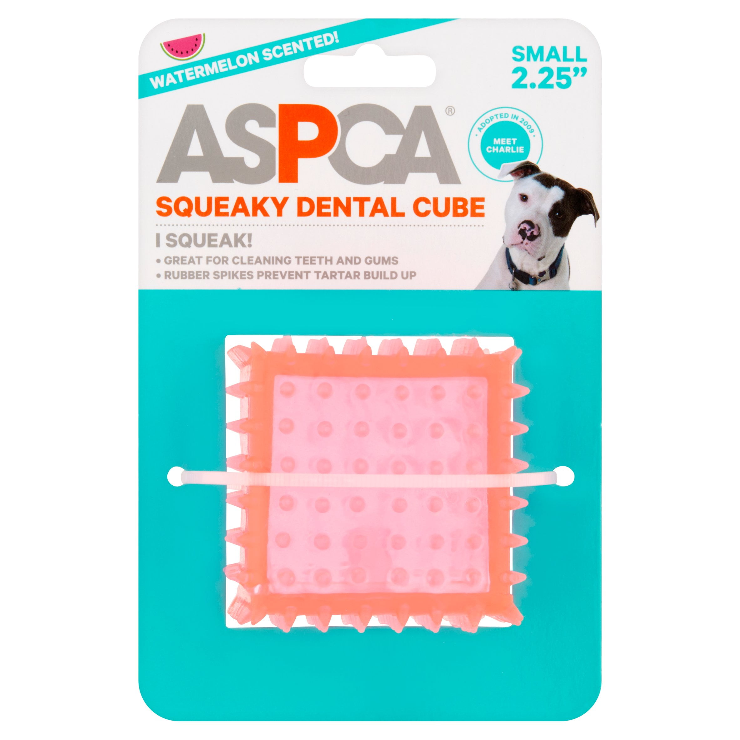 ASPCA Dental Cube Dog Squeaky Toy, Small, 2.25", Pink