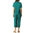 thumbnail image 3 of Unique Bargains Women's Loungewear Tops and Capri Pants Satin Pajama Sleepwear Sets, 3 of 5