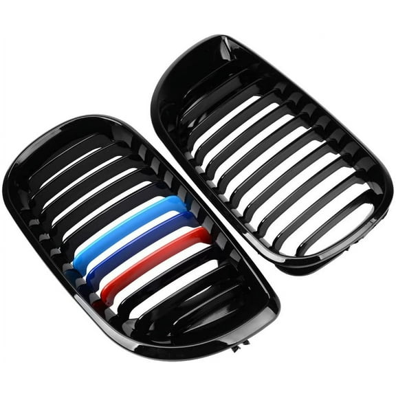 2X Glossy Black M-Color Car Front Kidney Grille for 02-05 E46 4 Door Sedan 320i 325i 325Xi 330i 330Xi