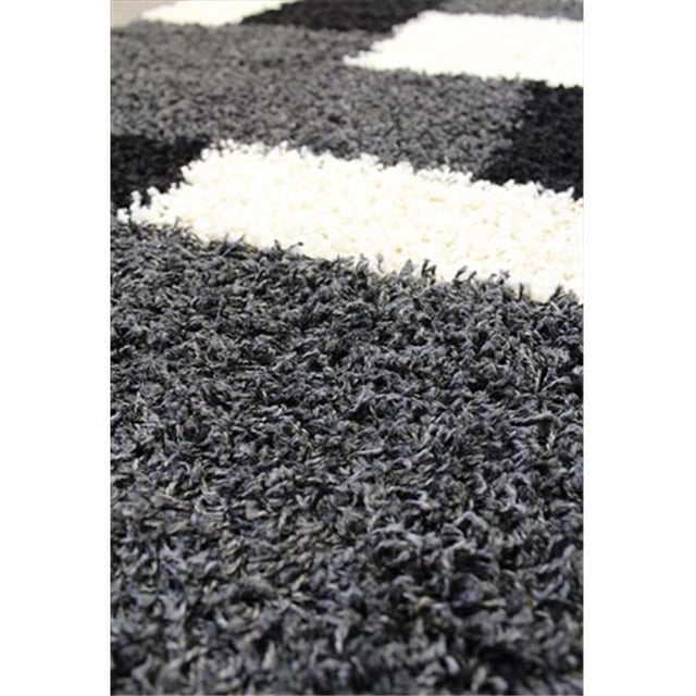 Infinity Home 70035 Madison Shag Cubes 5 ft. x 7 ft. 2 in. Rectangular Area Rug in Black