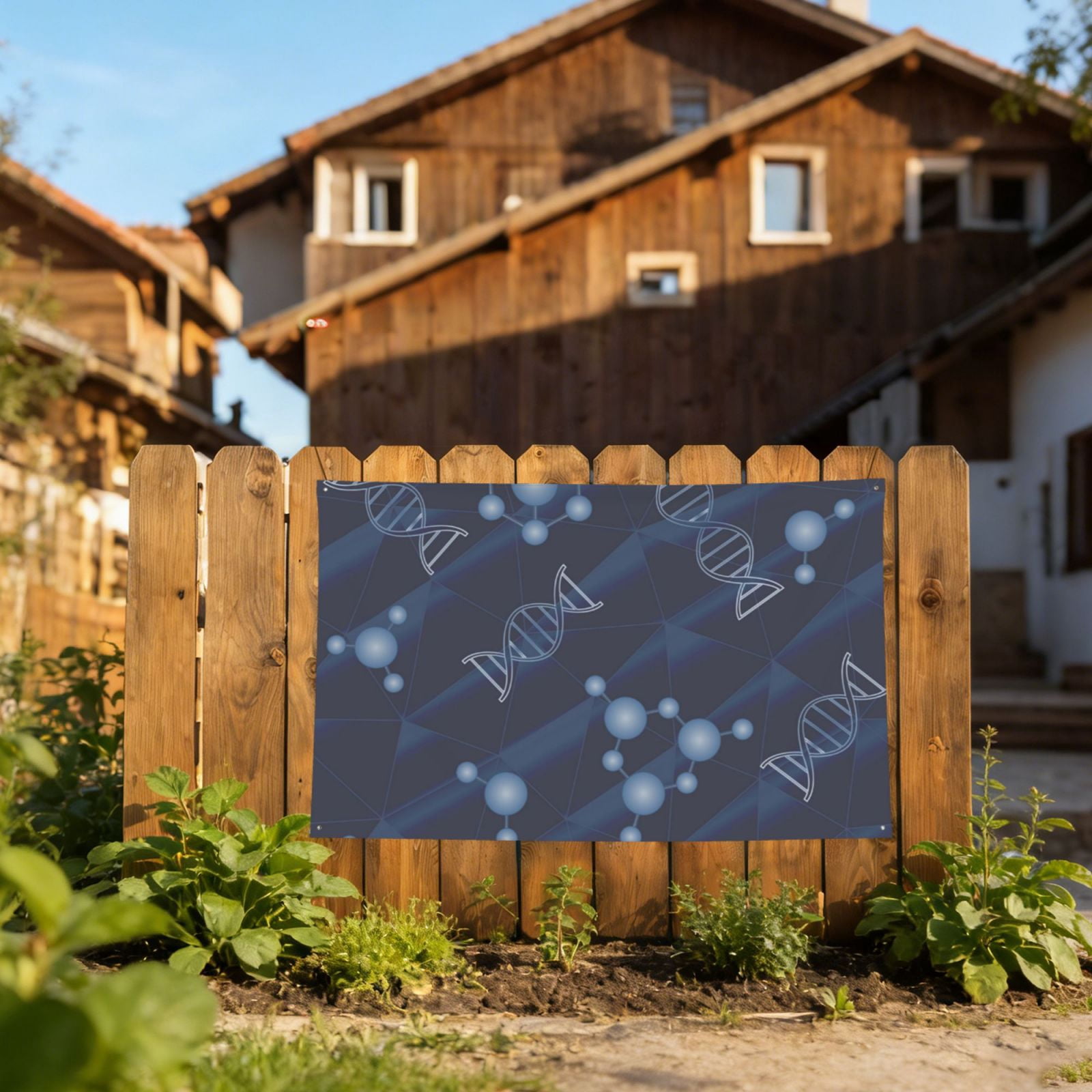DNA Geometric Science Four Hole Decorated Banner Flag for Garden Yard Home Decoration Indoor Outdoor 4x6 Ft