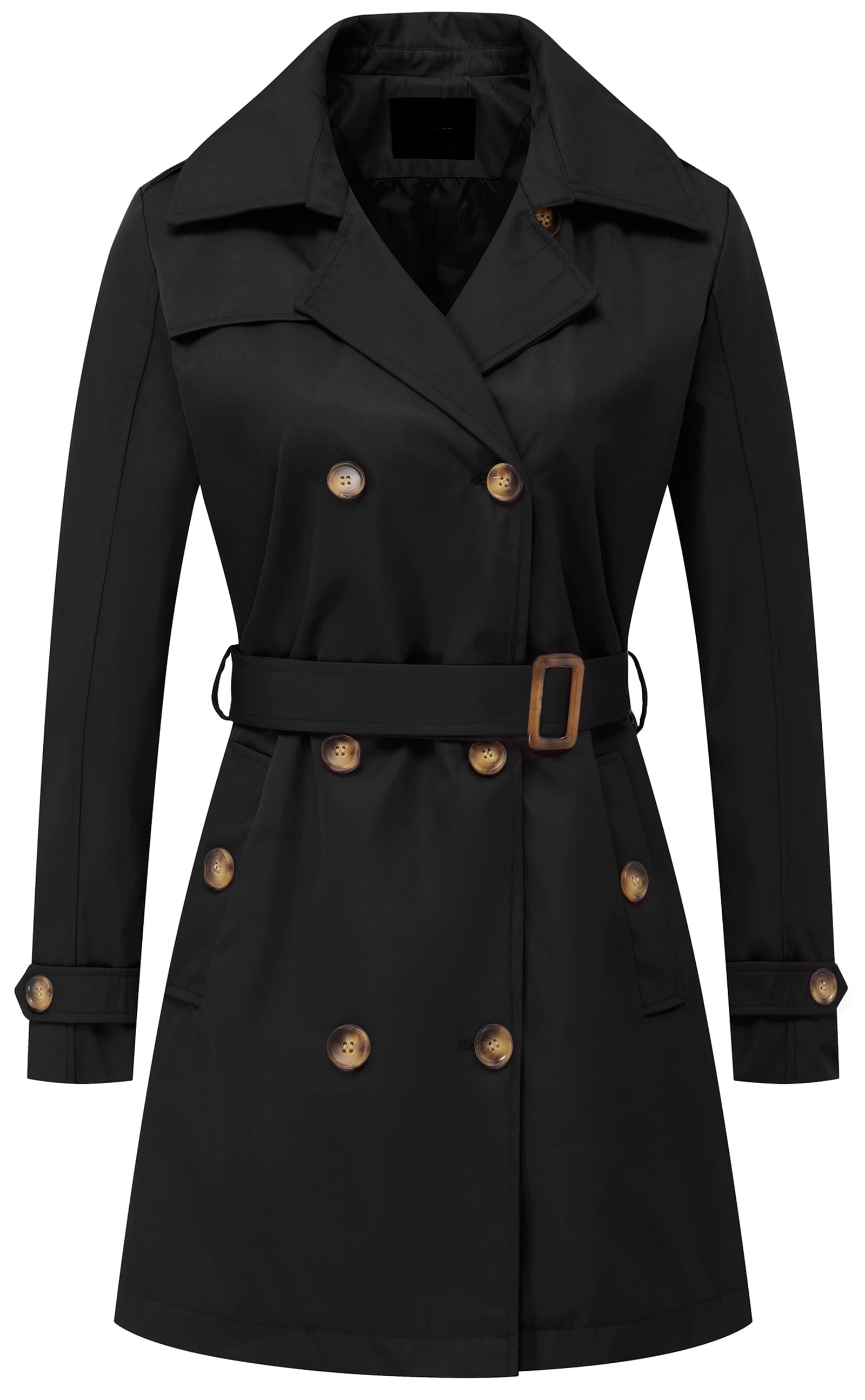 Italian Stone Design Genuine Leather Mid-length Trench Coat- L