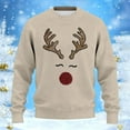 thumbnail image 2 of Telankuip Ribbing Christmas Sweatshirts for Men Funny Antler Print Hoodless Sweatshirt 2025 Vinatge Graphic Xmas Holiday Long Sleeve Crewneck Pullover Top Khaki L, 2 of 3