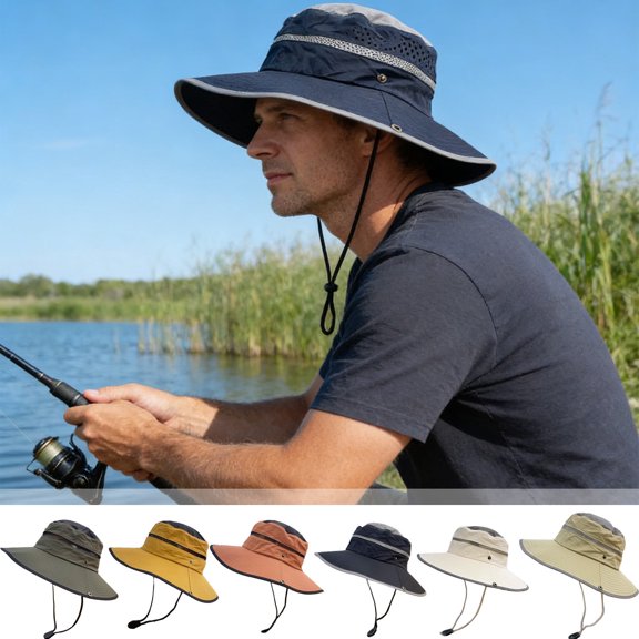 Wide Brim Sun Hat for Women and Men with Neck Flap, UV Protection Outdoor Fishing Hat, Breathable Windproof Sun Cap for Beach Hiking Travel Summer