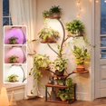 thumbnail image 1 of Soporte para plantas PRAISUN de 130 cm con luces de cultivo de 8 niveles, color marrón rústico, 1 of 9