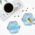 thumbnail image 4 of Honeii Sea and Fish print Leather Coaster Set of 4, ideal for safeguarding your furniture from drinks spills and effortless cleanup-Hexagon, 4 of 6