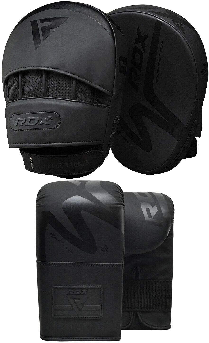 Martial Arts Maya Hide Leather Curved Hand Pad with Adjustable Strap Karate Muay Thai Training and Fighting RDX Boxing Pads Focus Mitts Punching Target Hook and Jab Hand Strike Shield for MMA 