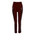 thumbnail image 6 of FAOWME Women's Tapered Pants With Front Zipper Detail High Waist Patchwork Comfortable Slim Fit Trousers For Everyday Wear,Red,M, 6 of 6