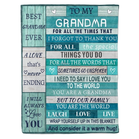 HiiKaa Grandma Gifts Throw Blanket 60"X50",Christmas Birthday Gifts for Grandma,Nana Gifts from Grandkids,Best Grandma Gifts for Grandma from Grandchildren,Blue