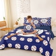 thumbnail image 3 of Erosebridal Personalized Initial M Baseball Print Bedding Comforter Set 7 Pieces for Boys Girls,Teens Sport Theme Full Bedding Set,Navy Blue Reversible,Microfiber Bedroom Decor, 3 of 6