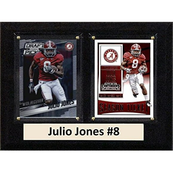 C & I Collectables 6 x 8 in. Julio Jones NCAA Alabama Crimson Tide Two Card Plaque