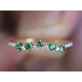thumbnail image 3 of Green tourmaline cluster ring, Curved wedding band, Tourmaline band, cluster wedding band, Tourmaline stacking, Green tourmaline ring, 3 of 8