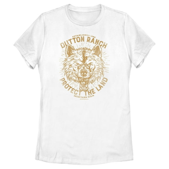 Women's Yellowstone Protect The Land Angry Wolf Dutton Ranch Graphic T-Shirt